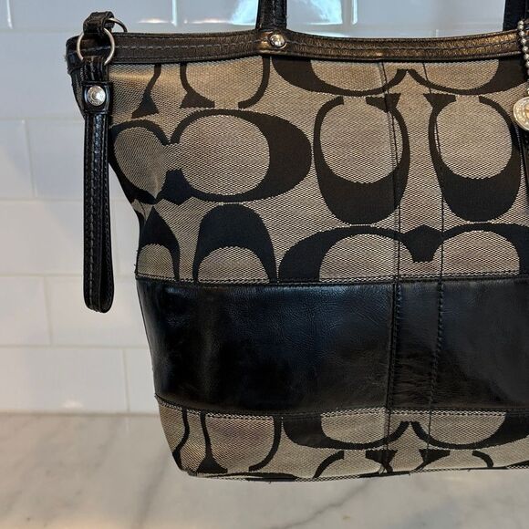 Coach Bag Purse Handbag Leather Y2K Vintage Classic Signature Stripe Tote Bag - Picture 3 of 16